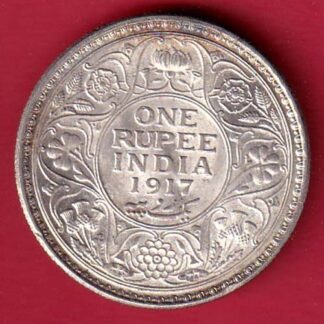 BRITISH INDIA 1917 GEORGE VI KING ONE RUPEE SILVER COIN  – FC8012
