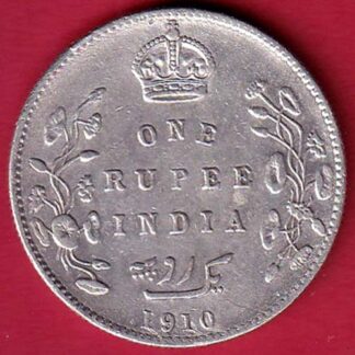 BRITISH INDIA 1910 EDWARD VII KING EMPEROR ONE RUPEE SILVER COIN – FC8013