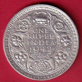 BRITISH INDIA 1942 BOMBAY MINT GEORGE VI ONE RUPEE BEAUTIFUL SILVER COIN– FC8014