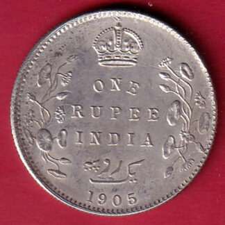 British India Edward VII 1905 One Rupee Silver Coin  :- FC8073