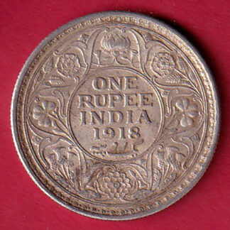 British India 1918  George v One Rupee silver coin :- FC8074