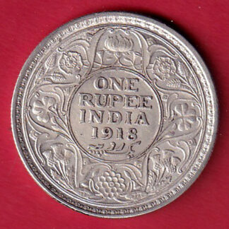 BRITISH INDIA 1918 GEORGE VI KING ONE RUPEE SILVER COIN   :- FC8077