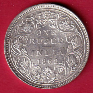 “BEAUTIFUL CONDITION”BRITISH INDIA 1862 VICTORIA QUEEN ONE RUPEE BEAUTIFUL SILVER COIN  :- FC8090