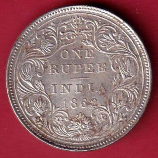 BRITISH INDIA 1862 VICTORIA QUEEN ONE RUPEE SILVER COIN- FC8101