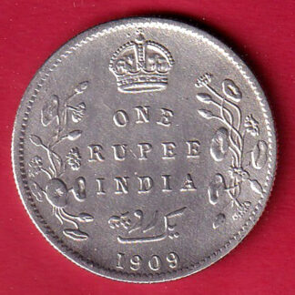 BRITISH INDIA 1909 EDWARD VII KING EMPEROR ONE RUPEE SILVER COIN :- FC8147