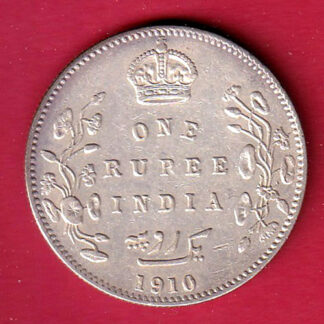 BRITISH INDIA 1910 EDWARD VII KING EMPEROR ONE RUPEE SILVER COIN :- FC8149