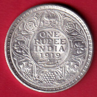 "UNC" BRITISH INDIA 1919 GEORGE VI KING ONE RUPEE SILVER COIN :- FC8154