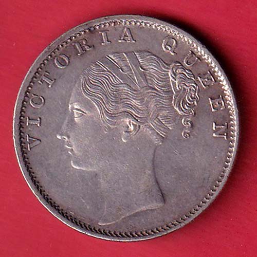 EAST INDIA COMPANY 1840 CONTINIOUS LEGEND VICTORIA QUEEN 1 RUPEE SILVER COIN- FC8380