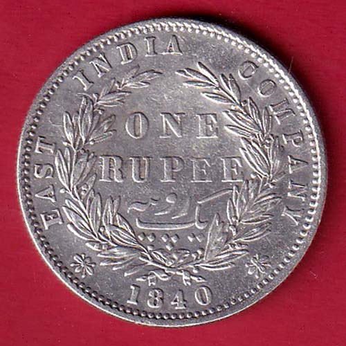 EAST INDIA COMPANY 1840 DIVIDED LEGENDVICTORIA QUEEN ONE RUPEE SILVER COIN– FC8365 - Image 2