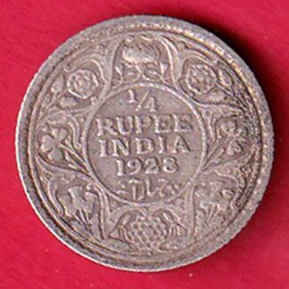 British India 1928 George v 1/4 Rupee silver coin- F9142
