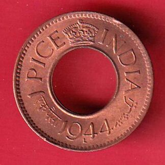 British India 1944 Lahor mint One Pice copper coin- f9144