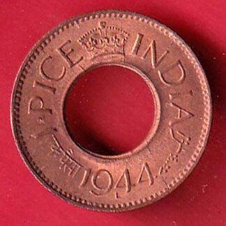 British India 1944 Lahor mint One Pice copper coin –F9206