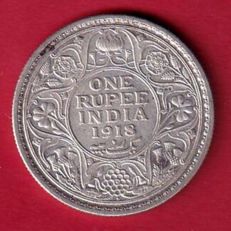 British India 1918 Bombay  George v One Rupee silver coin– F9220