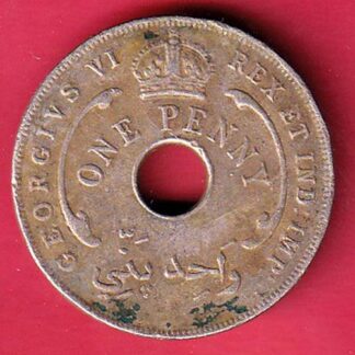 British West Africa 1 Penny Elizabeth II 1945Coin–f9224