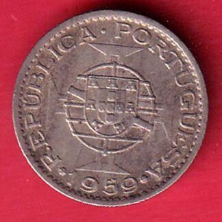 PORTUGUESE INDIA GOA 60 CENTAVOS 1959 COIN–f9232