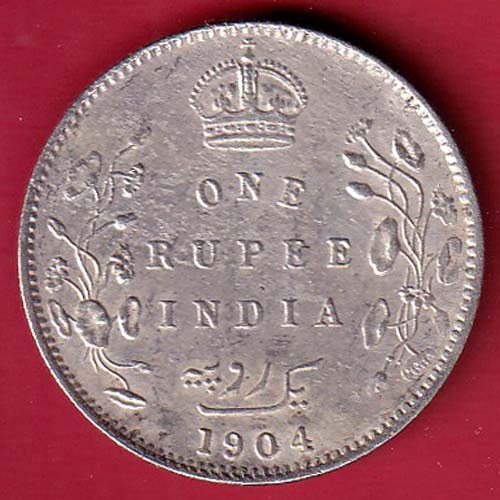 British India 1904 Edward VII One Rupee Silver Coin– FC8161