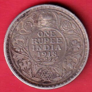 British India 1918 Bombay Mint George v One Rupee silver coin– FC8162