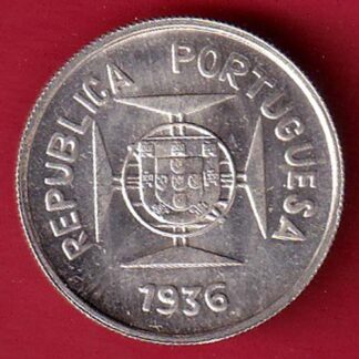 “UNC” Republic portugues 1936 Lisboa mint ½ Rupia SILVER COIN- FC8173