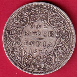 BRITISH INDIA 1875 (0/1 dot) VICTORIA QUEEN ONE RUPEE BEAUTIFUL SILVER COIN– FC8195