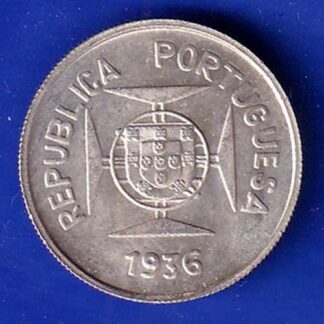 “UNC” Republic portugues 1936 Lisboa mint ½ Rupia SILVER COIN  - FC8225