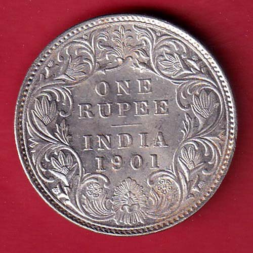British india 1901 victoria empress one rupee silver coin– FC8246
