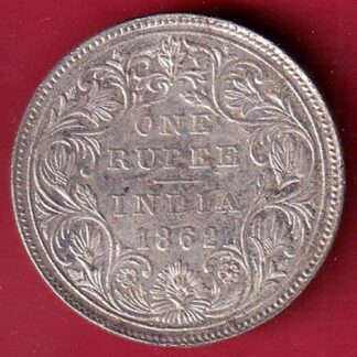 BRITISH INDIA 1862 VICTORIA QUEEN ONE RUPEE SILVER COIN  –FC8275