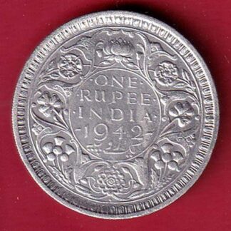 BRITISH INDIA 1942 BOMBAY MINT GEORGE VI ONE RUPEE BEAUTIFUL SILVER COIN– FC8329