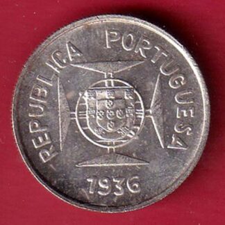 “UNC” Republic portugues 1936 Lisboa mint ½ Rupia SILVER COIN– FC8332