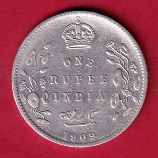 BRITISH INDIA 1909 EDWARD VII KING EMPEROR ONE RUPEE SILVER COIN– FC8362