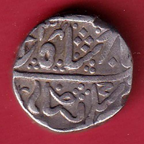 INDORE STATE SUN FACE INO SHAH ALAM II MALHAR RAO ONE RUPEE SILVER COIN- FC8384 - Image 2