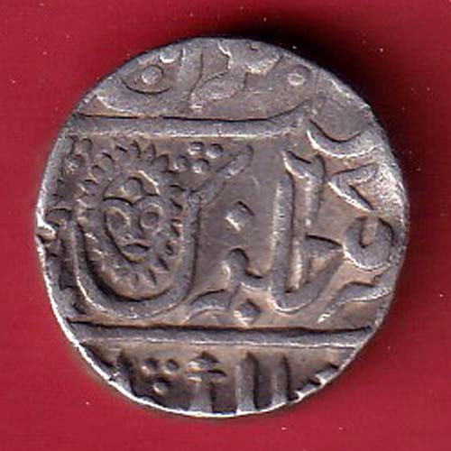 INDORE STATE SUN FACE INO SHAH ALAM II MALHAR RAO ONE RUPEE SILVER COIN- FC8384