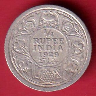 british india 1929 george v 1/4 rupee silver coin - FC8396