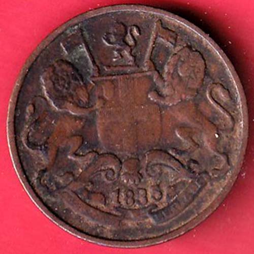 EAST INDIA COMPANY 1835 ONE QUARETR ANNA COPPER COIN – f9336 - Image 2