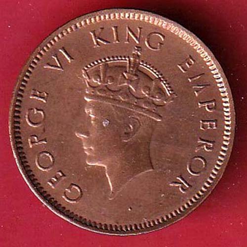 BRITISH INDIA 1939 ONE QURTER ANNA GEORGE VI COPPER COIN - F9355 - Image 2