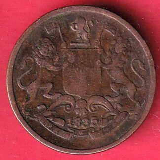 EAST INDIA COMPANY 1835 ONE QUARETR ANNA COPPER COIN - F9358