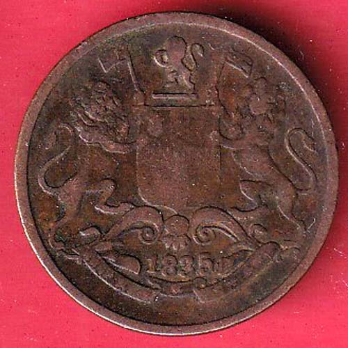 EAST INDIA COMPANY 1835 ONE QUARETR ANNA COPPER COIN - F9358