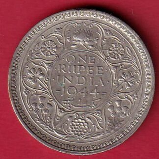 BRITISH INDIA 1944 BOMBAY MINT GEORGE VI one RUPEE SILVER COIN  - F9381