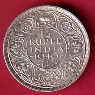 BRITISH INDIA 1940 george vi 1/4 RUPEE SILVER COIN - F9383