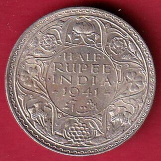 BRITISH INDIA 1941 BOMBAY MINT GEORGE VI half RUPEE SILVER COIN –F9384