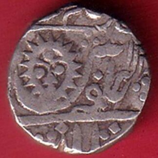 INDORE STATE SUN FACE INO SHAH ALAM II MALHAR RAO ONE RUPEE SILVER COIN–f9428