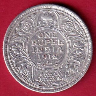 British India 1918 Bombay George v One Rupee silver coin– F9480