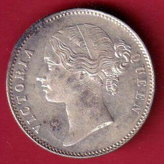 EAST INDIA COMPANY 1840 DIVIDED LEGENDVICTORIA QUEEN ONE RUPEE SILVER COIN–F9487