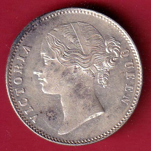 EAST INDIA COMPANY 1840 DIVIDED LEGENDVICTORIA QUEEN ONE RUPEE SILVER COIN–F9487