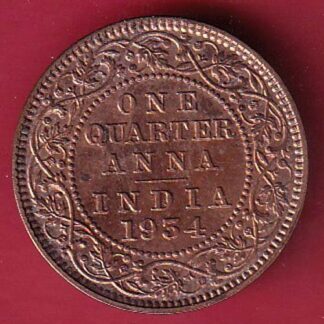 British India 1934 George V King Emperor one quarter ANNA CoiN –F9488