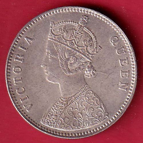 BRITISH INDIA “0/4 DOTS ” 1862 VICTORIA QUEEN ONE RUPEE SILVER COIN –FC8485