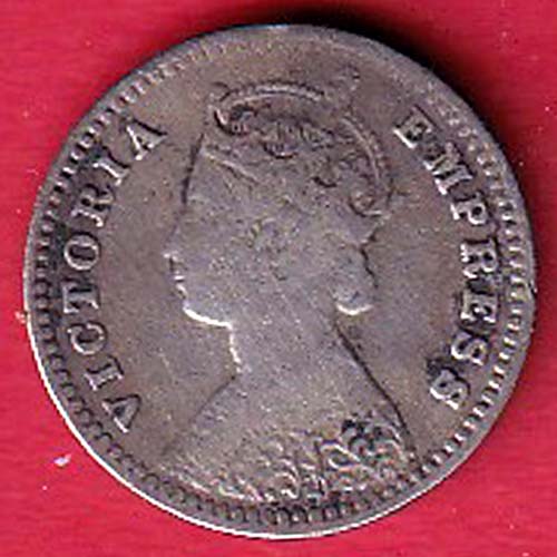 british india 1897 victoria empress two annas silver coin –FC8487