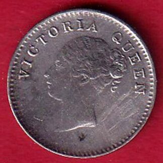 east india company CONTINIOUS LEGEND 1841 victoria queen 2 annas silver coin  –FC8488