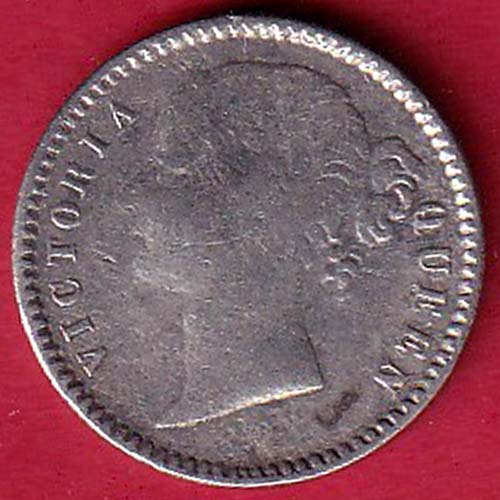 east india company DIVIDED LEGEND 1840 victoria queen 2 annas silver coin –FC8489