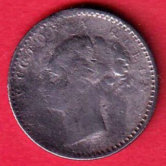 east india company CONTINIOUS LEGEND 1840 victoria queen 1/4 annas  silver coin –FC8492