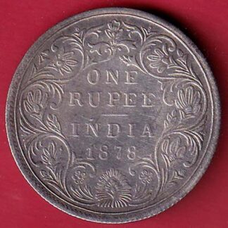 BRITISH INDIA 1878 VICTORIA EMPRESS ONE RUPEE SILVER COIN -FC8504